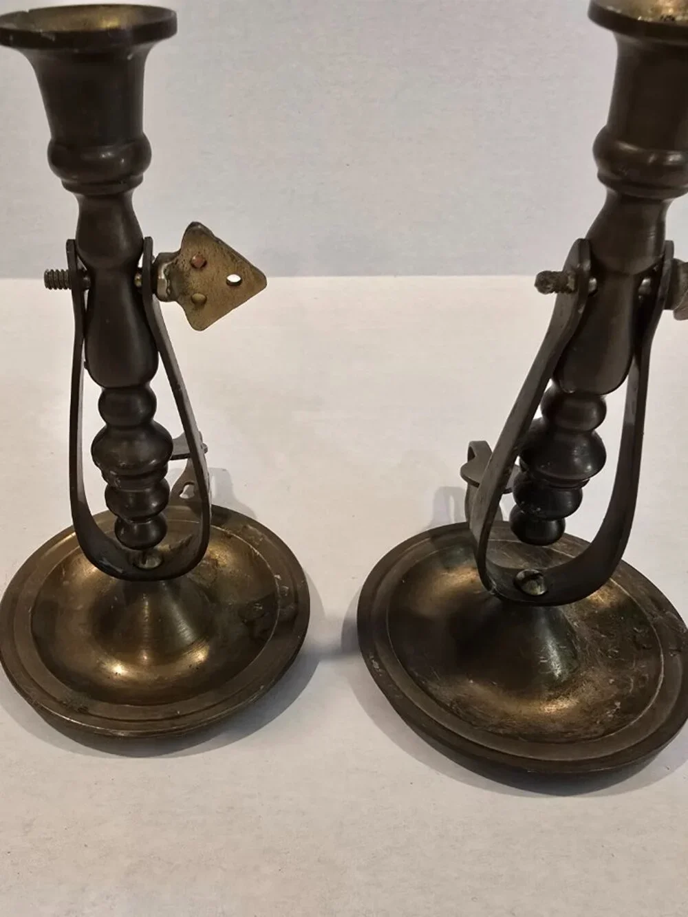 Brass Candlesticks Set of 2 Gimbaled Pivoting 6